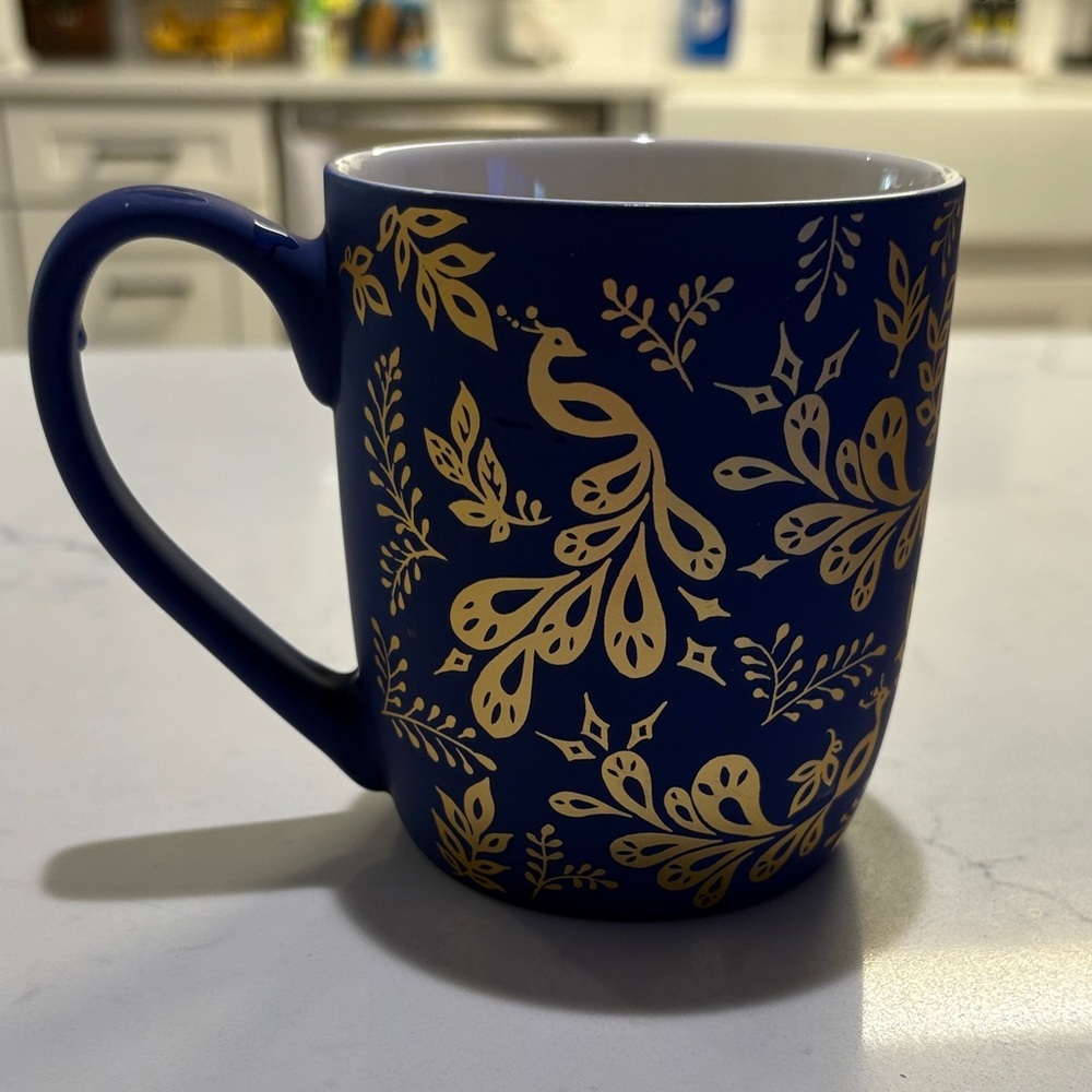 Royal Blue and Gold Patterned Mug